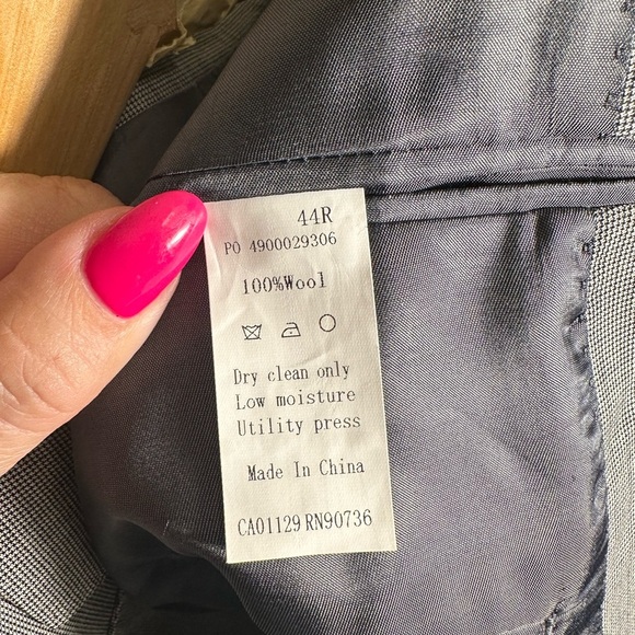 Calvin Klein Mens Suit Jacket Size 44R Gray Black 100% Wool Blazer (Flaw) - Picture 5 of 14